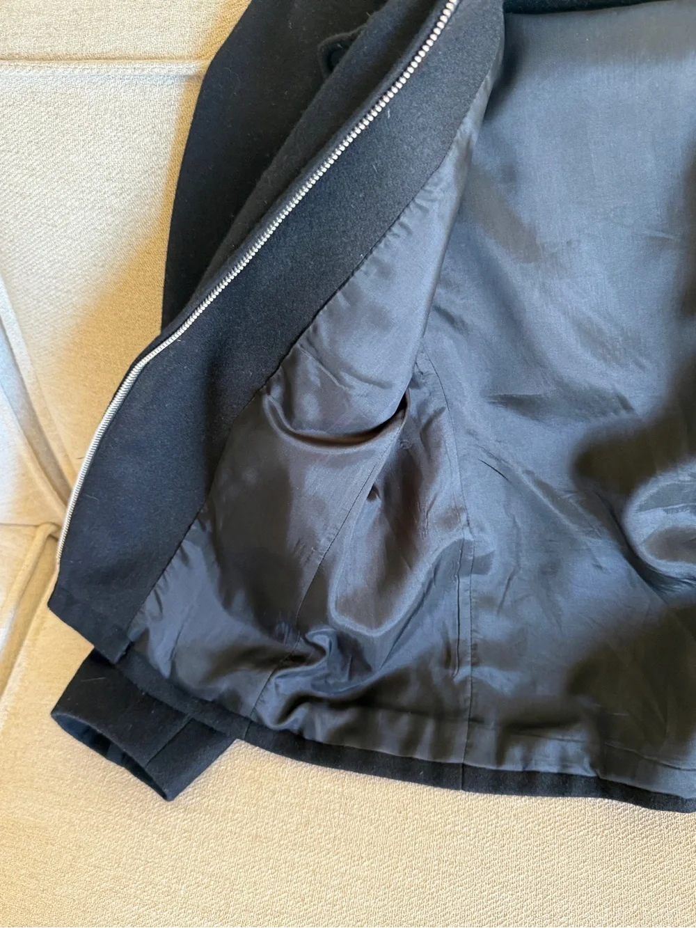 J. Crew Black Wool Zip-Front Pea Coat